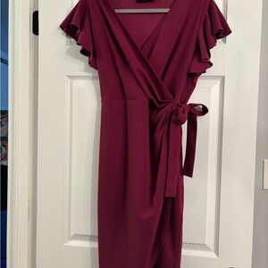 Elegant Burgundy Wrap Dress